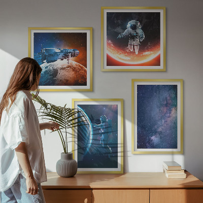 Zestaw obrazów dekoracyjnych Kosmos astronauci gwiazdy