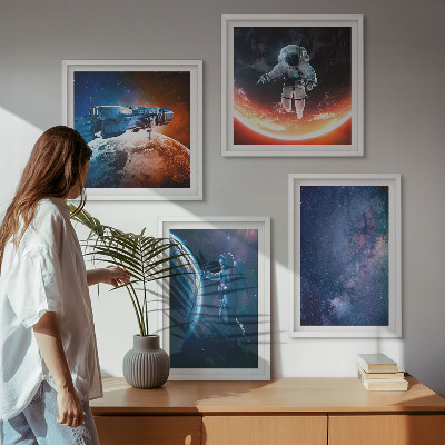 Zestaw obrazów dekoracyjnych Kosmos astronauci gwiazdy