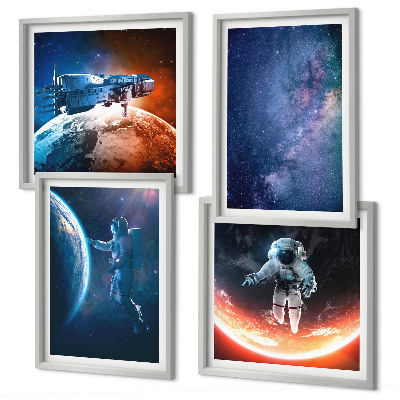Zestaw obrazów dekoracyjnych Kosmos astronauci gwiazdy