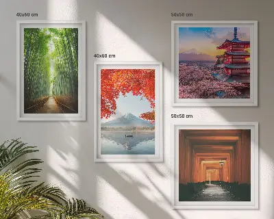 Las bambusowy Fuji torii Japonia poliptyk w ramie