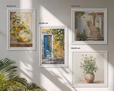 Cytryny, miasteczko i architektura poliptyk w ramie