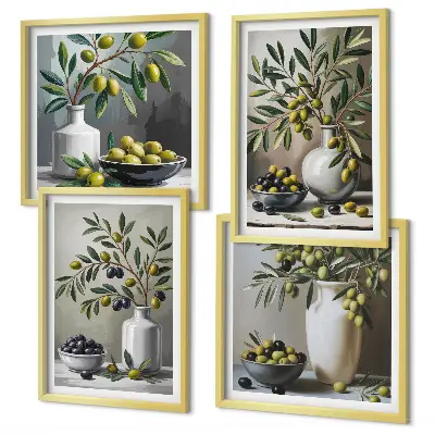 Oliwki w ceramice poliptyk w szarej ramie