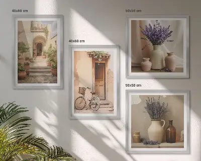 Kwiaty lawendy i architektura poliptyk w ramie
