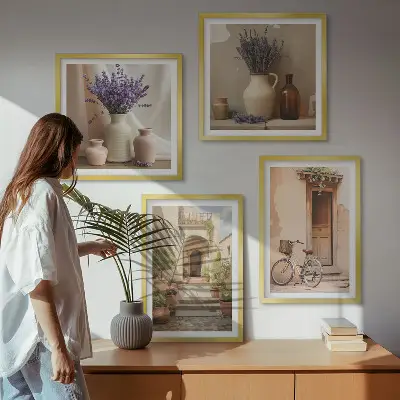 Kwiaty lawendy i architektura poliptyk w ramie