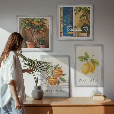 Cytryny i pomarańcze z Amalfi poliptyk w ramie