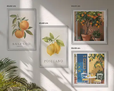 Cytryny i pomarańcze z Amalfi poliptyk w ramie