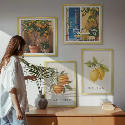 Cytryny i pomarańcze z Amalfi poliptyk w ramie