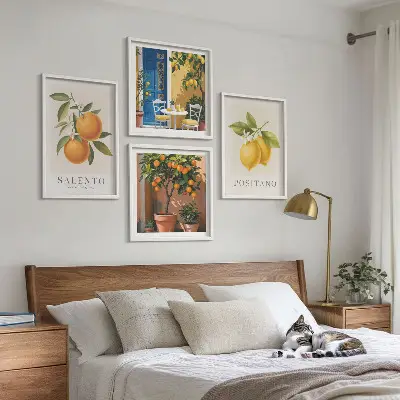 Cytryny i pomarańcze z Amalfi poliptyk w ramie