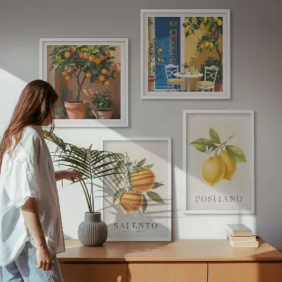 Cytryny i pomarańcze z Amalfi poliptyk w ramie