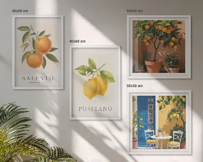 Cytryny i pomarańcze z Amalfi poliptyk w ramie