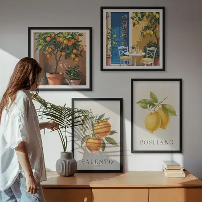 Cytryny i pomarańcze z Amalfi poliptyk w ramie