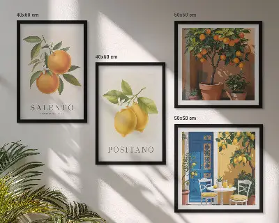 Cytryny i pomarańcze z Amalfi poliptyk w ramie