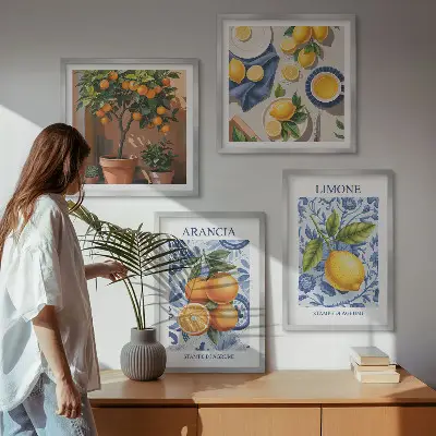 Owocowe ilustracje cytrusowe poliptyk w ramie