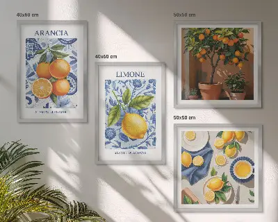 Owocowe ilustracje cytrusowe poliptyk w ramie