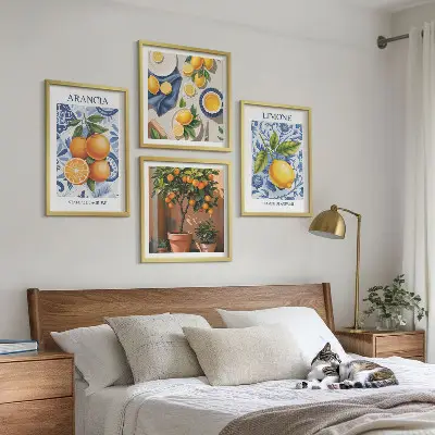 Owocowe ilustracje cytrusowe poliptyk w ramie