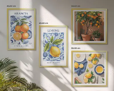 Owocowe ilustracje cytrusowe poliptyk w ramie