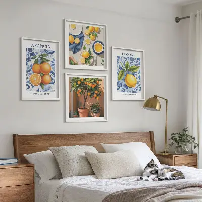 Owocowe ilustracje cytrusowe poliptyk w ramie
