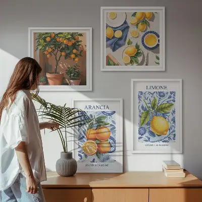 Owocowe ilustracje cytrusowe poliptyk w ramie