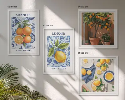 Owocowe ilustracje cytrusowe poliptyk w ramie