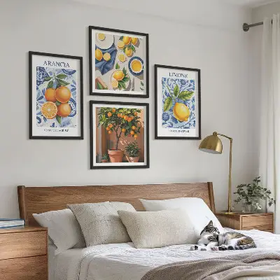 Owocowe ilustracje cytrusowe poliptyk w ramie