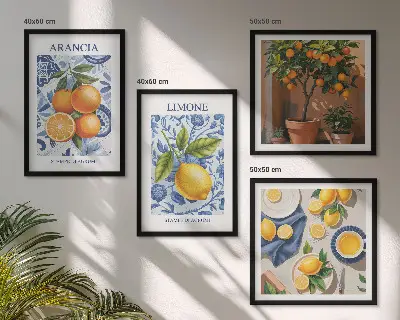 Owocowe ilustracje cytrusowe poliptyk w ramie