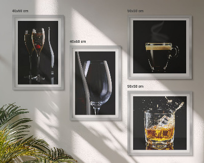 Zestaw 4 obrazów w ramie Whisky wino szampan kawa alkohol