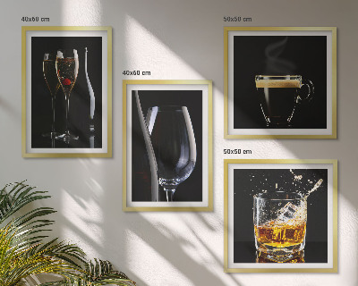Zestaw 4 obrazów w ramie Whisky wino szampan kawa alkohol