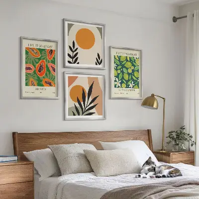 Poliptyk w ramie z motywem wzorów owoców papai w stylu boho