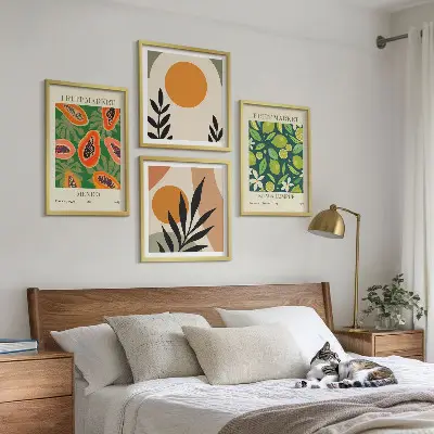 Poliptyk w ramie z motywem wzorów owoców papai w stylu boho