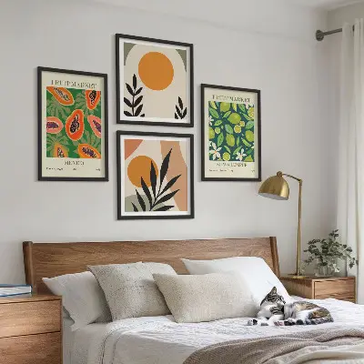 Poliptyk w ramie z motywem wzorów owoców papai w stylu boho