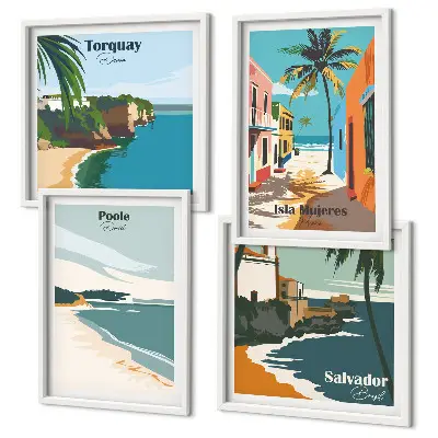 Tropikalne plaże i palmy poliptyk w ramie