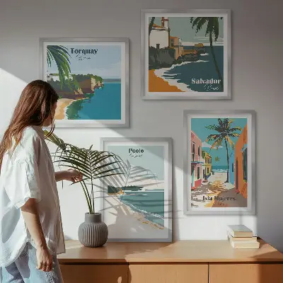 Tropikalne plaże i palmy poliptyk w ramie