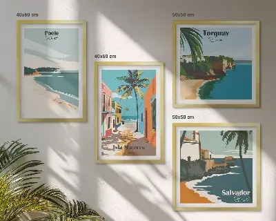 Tropikalne plaże i palmy poliptyk w ramie