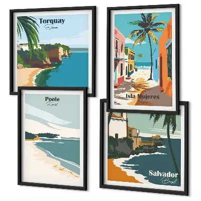 Tropikalne plaże i palmy poliptyk w ramie