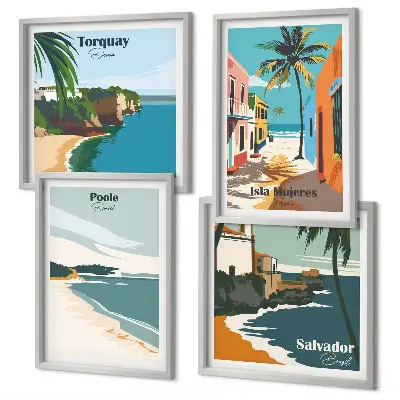 Tropikalne plaże i palmy poliptyk w ramie
