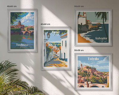 Poliptyk w ramie Grafiki miast w stylu retro