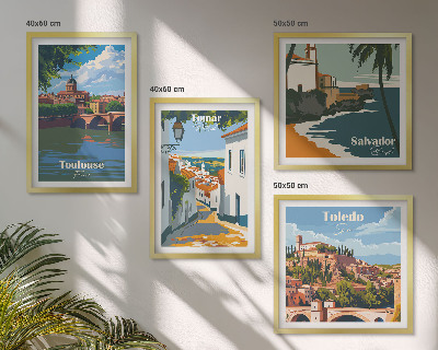 Poliptyk w ramie Grafiki miast w stylu retro