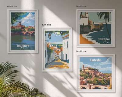 Poliptyk w ramie Grafiki miast w stylu retro