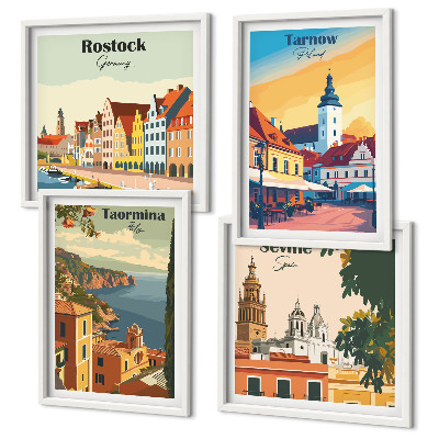 Zestaw obrazów dekoracyjnych Miasta nadmorskie architektura