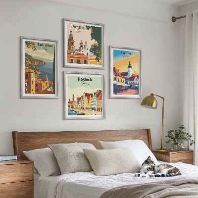 Zestaw obrazów dekoracyjnych Miasta nadmorskie architektura