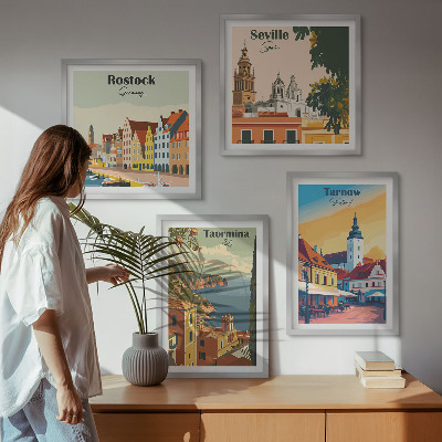Zestaw obrazów dekoracyjnych Miasta nadmorskie architektura