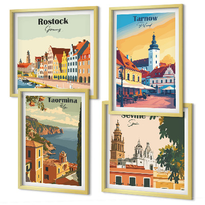 Zestaw obrazów dekoracyjnych Miasta nadmorskie architektura