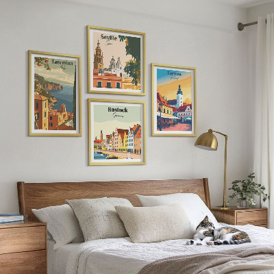 Zestaw obrazów dekoracyjnych Miasta nadmorskie architektura