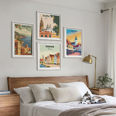Zestaw obrazów dekoracyjnych Miasta nadmorskie architektura