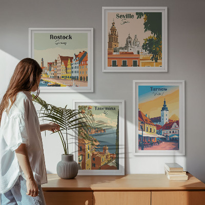 Zestaw obrazów dekoracyjnych Miasta nadmorskie architektura