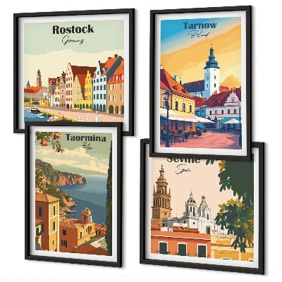 Zestaw obrazów dekoracyjnych Miasta nadmorskie architektura
