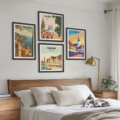 Zestaw obrazów dekoracyjnych Miasta nadmorskie architektura