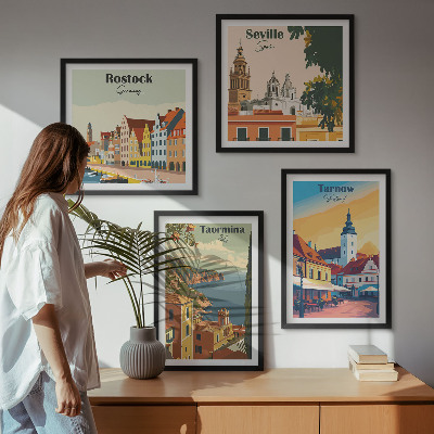 Zestaw obrazów dekoracyjnych Miasta nadmorskie architektura