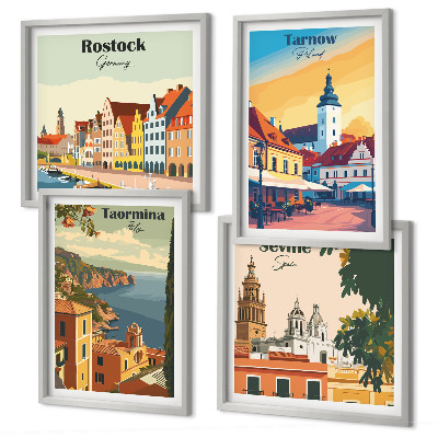 Zestaw obrazów dekoracyjnych Miasta nadmorskie architektura