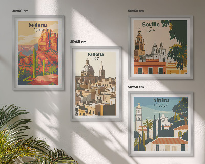 Zestaw obrazów dekoracyjnych Widoki miast retro Sedona Sintra